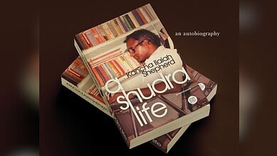 Book cover of 'Shudra Life' by Kancha Ilaiah Shepherd with a man reading.