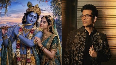 Karan Johar's film on Radha and Krishna features mythological characters and a director in modern attire.