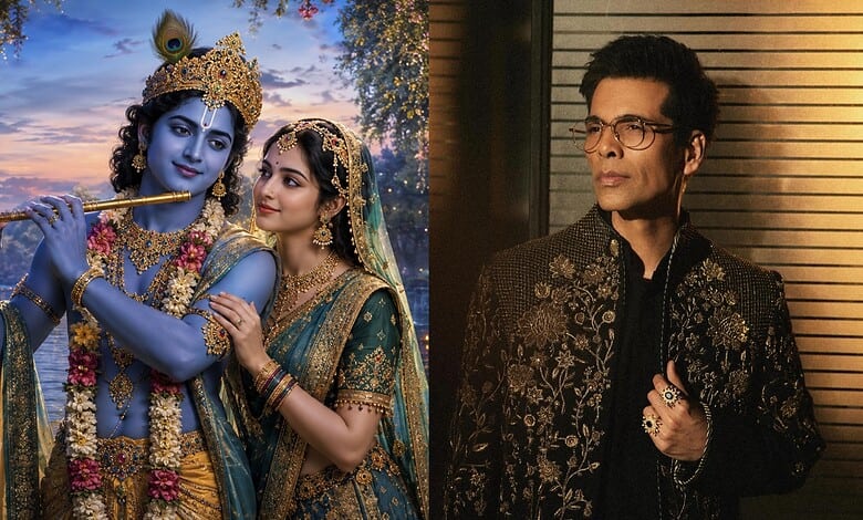 Karan Johar's film on Radha and Krishna features mythological characters and a director in modern attire.