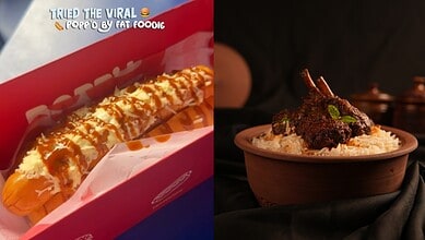 Delicious loaded hot dog with toppings at a food spot in Hyderabad.