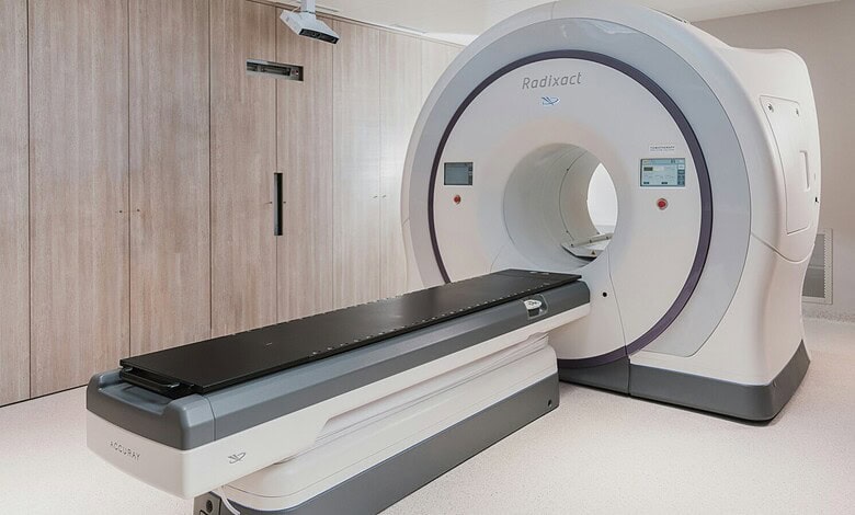 State-of-the-art MRI scanner in a clean hospital setting for medical imaging.