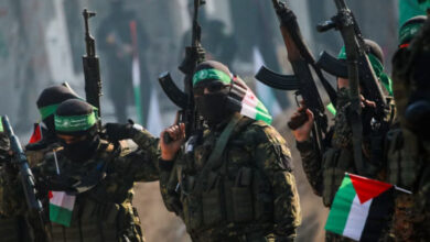 Members of Hamas during a hostage exchange with Israel in Jabaliya, Gaza, on January 30, 2025.