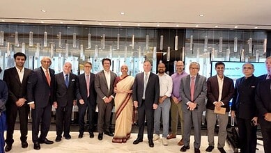 Finance Minister Nirmala Sitharaman at a high-level business roundtable with investors, organised by the Consulate General of India in New York
