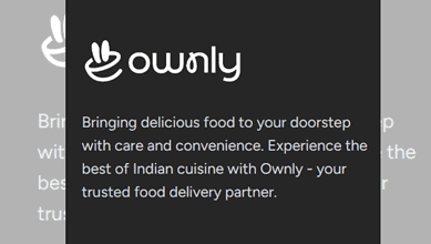 Ownly logo displayed on a dark background, representing the food delivery service in Hyderabad.
