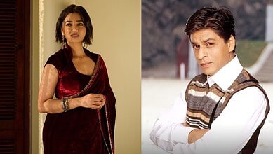 Radhika Apte and Shah Rukh Khan in a scene from a film or TV show.