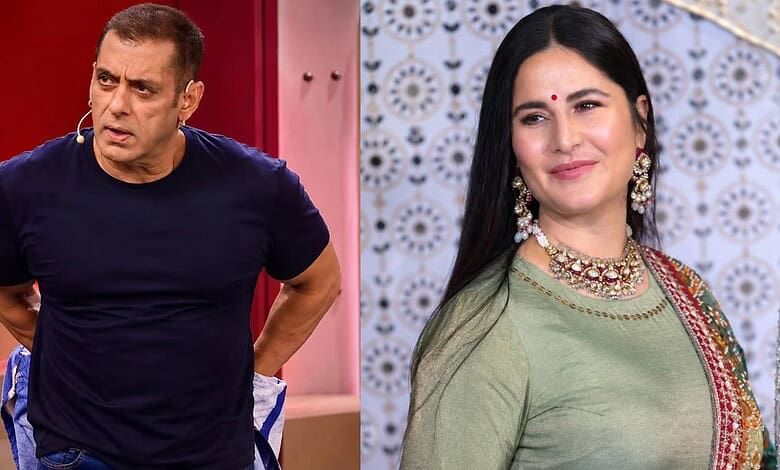 Salman and a woman in traditional attire during a TV show segment.
