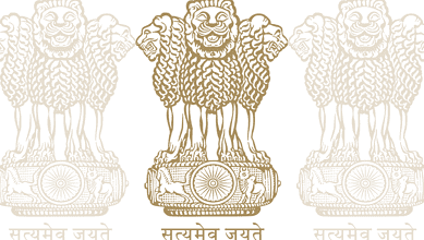 Close-up of the Lion Capital of Ashoka, India's national emblem, with intricate carvings and historical 3.