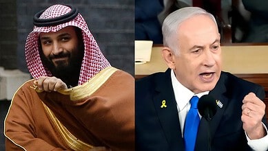 Saudi Crown Prince Mohammed bin Salman and Israeli Prime Minister Benjamin Netanyahu meet.