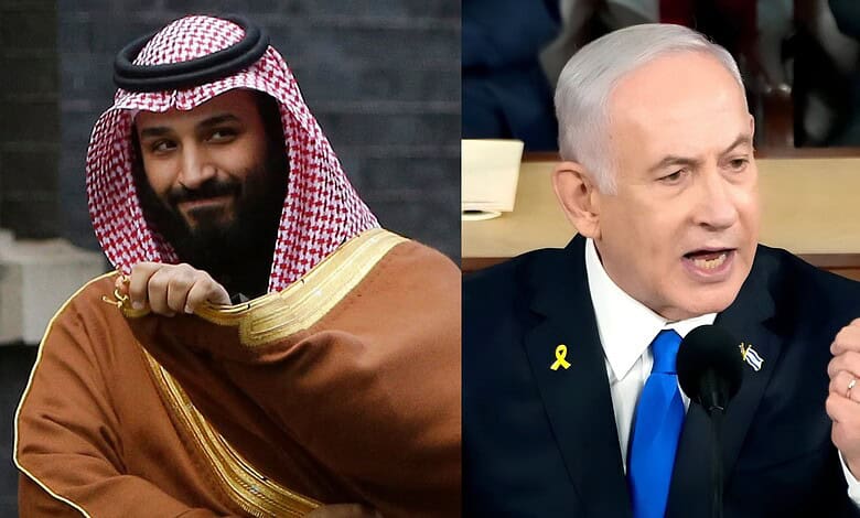 Saudi Crown Prince Mohammed bin Salman and Israeli Prime Minister Benjamin Netanyahu meet.