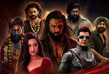 Cast of Dhurandhar 2 movie featuring diverse characters in intense poses.