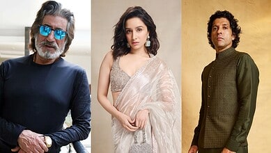 Images of three celebrities, two men and one woman, in stylish outfits for a news feature.
