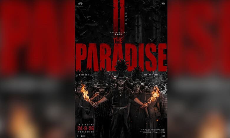 Promotional poster for 'The Paradise' featuring masked characters with fire effects.