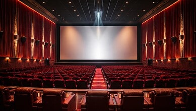 Modern Ganga Theatre in Hyderabad with advanced projection system and luxurious seating.