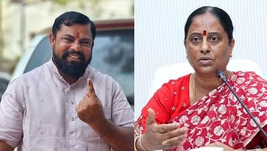 Raja Singh and Konda Surekha engaged in a discussion during a public event.
