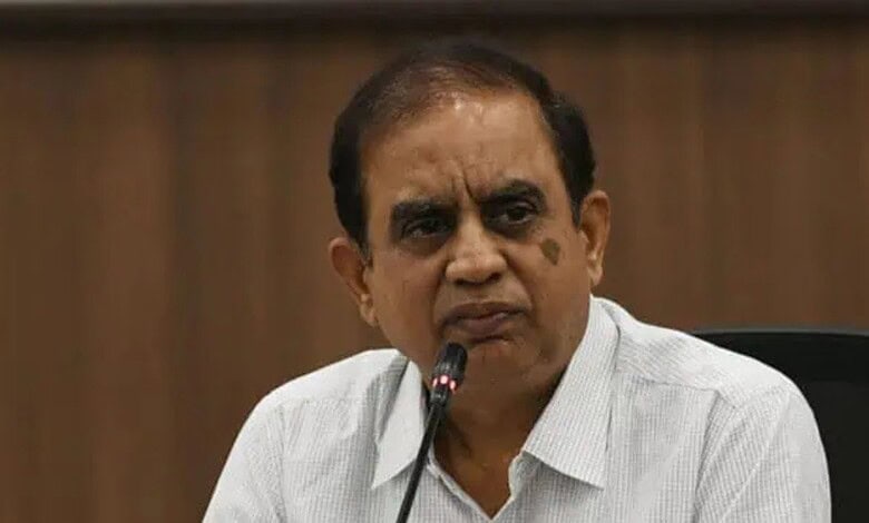 Telangana CEO during a formal meeting or press conference, speaking into a microphone.