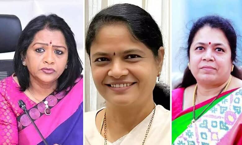 Three BC women in key government posts, smiling and dressed in traditional sarees.
