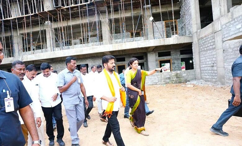CNM Revanth inspects schol construction in Narayanpet