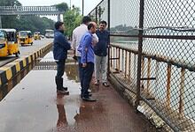 HYDRAA officials inspect waterlogged area in Secunderabad