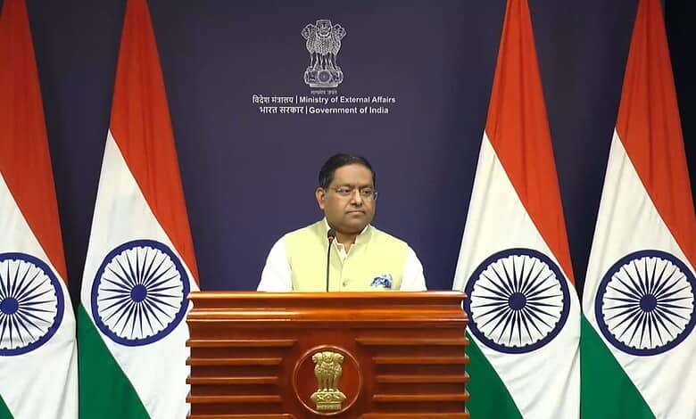 MEA Spokesperson Randhir Jaiswal addresses the media