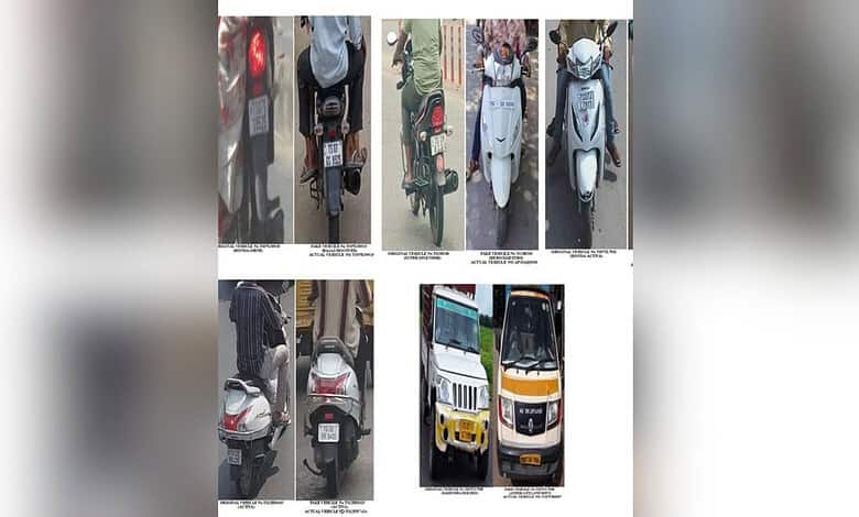 Vehickes with fake number plates seized in Hyderabad