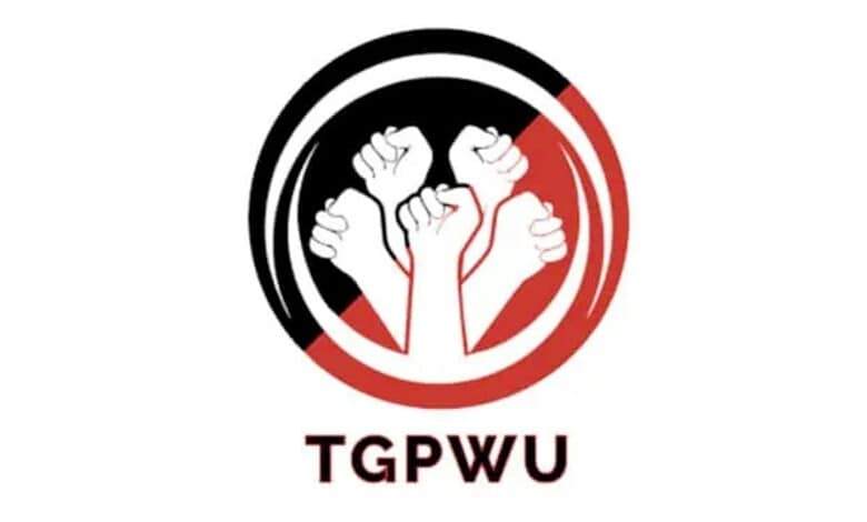 TGPWU logo with raised fists symbolising unity and strength.