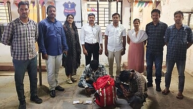 Group of police officials and officers during drug seizure operation in India.