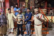 Indian Rock Python rescued by Madhuranagar Police