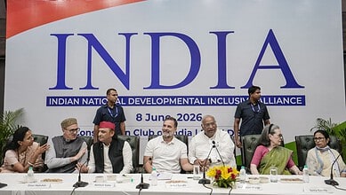 India National Developmental Inclusive Alliance (INDIA) meeting with leaders on June 8, 2026.