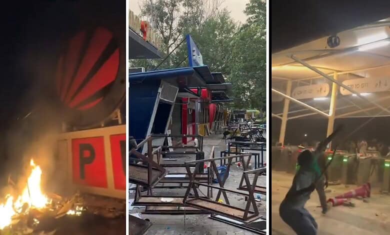 Protesters damage property at Lovely Professional University during student demonstration.