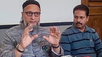 Asauddin Owaisi addresses the media