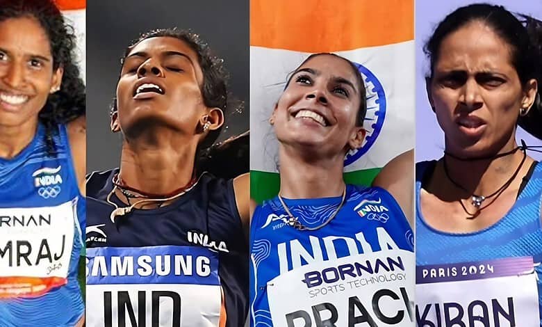 Indian women relay team celebrating their gold win at the Asian Games 2023.