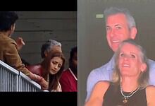 Vijay and Trisha's viral moment with fans, capturing a joyful interaction.