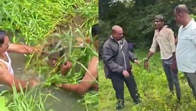 Rowdy hides underwater to evade police in Bhadravati