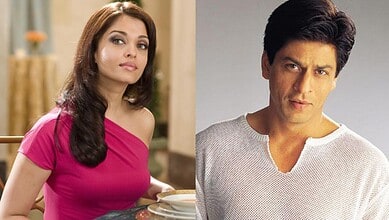 Aishwarya Rai and Shah Rukh Khan in a promotional image from a film.