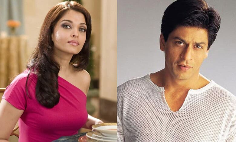 Aishwarya Rai and Shah Rukh Khan in a promotional image from a film.