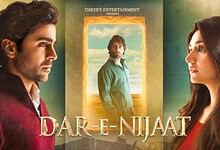 Promotional poster for Dar-e-Nijaat featuring two main characters facing each other with a central figure.