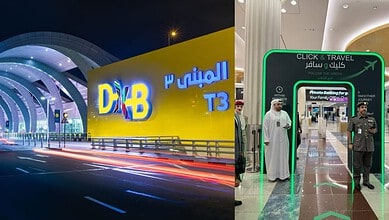 Passengers using quick clearance lanes at Dubai airport under 15 seconds.