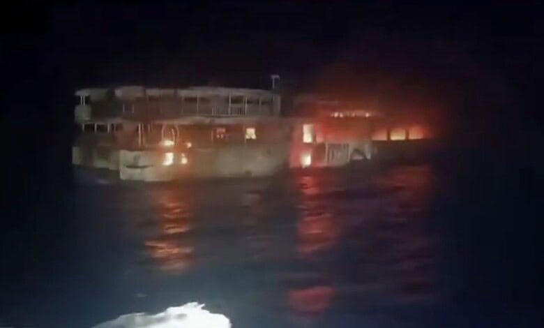 Fire on passenger ferry in the Philippines