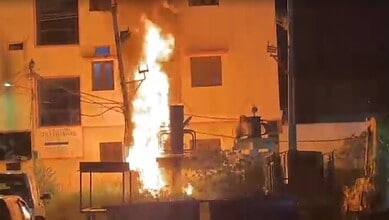 Transformer bursts into flames after rain in Rajendranagar
