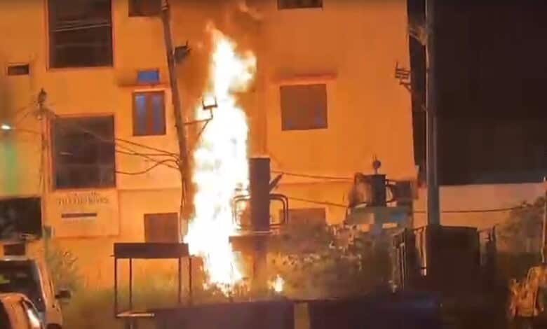 Transformer bursts into flames after rain in Rajendranagar