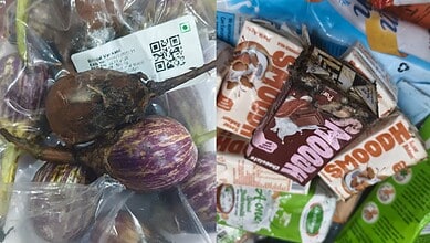 Expired and rotten food items found during Hyderabad Instakart food safety raid.