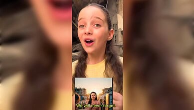 Young girl expressing gratitude with a heartfelt message for Ms Rachel.