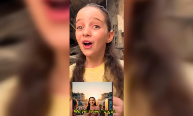 Young girl expressing gratitude with a heartfelt message for Ms Rachel.