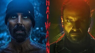 Two male actors in intense expressions, one with a beanie and the other with a serious look, in a dark,mo.