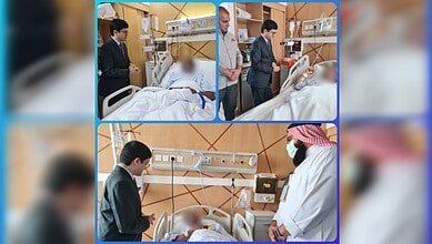 Indian Consul General Fahad Suri visits injured Indian nationals at a Jeddah hospital.