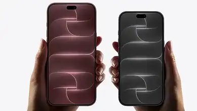 Two hands holding new iPhone 18 Pro models in different colours, showcasing sleek design and screen.
