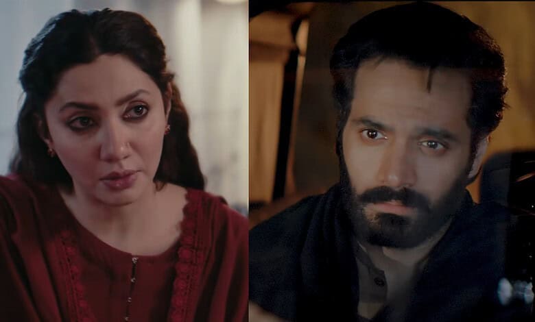 Pakistani drama scene featuring Wahaj Ali and Mahira Khan in emotional moment.