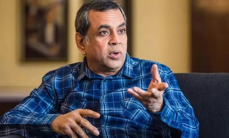 Paresh Rawal speaking during an interview or discussion in a casual setting.