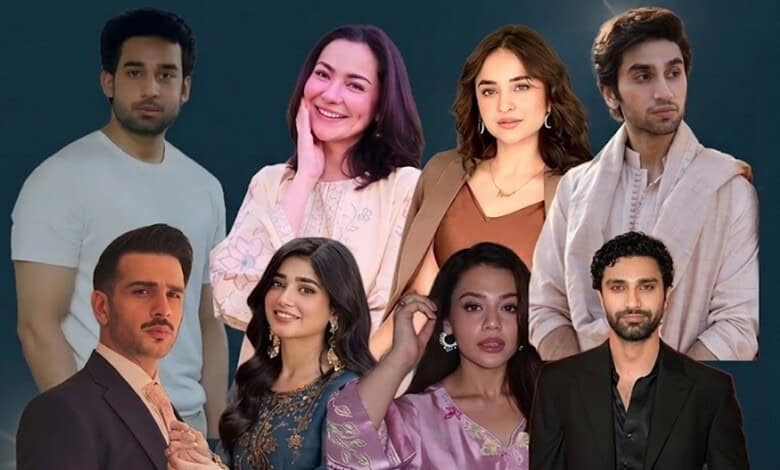 Group of diverse Pakistani actors and actresses posing for a photo.