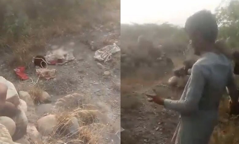 Suspect seen at Peshawar graveyard after being caught by locals.